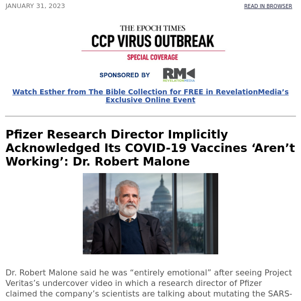 Pfizer Research Director Implicitly Acknowledged Its COVID-19 Vaccines ‘Aren’t Working’: Dr. Robert Malone