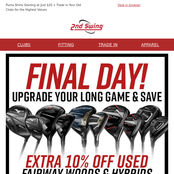 Final Day ⛳ Extra 10% OFF Used Fairway Woods & Hybrids + FREE Shipping