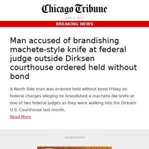 Man accused of brandishing machete-style knife at federal judge