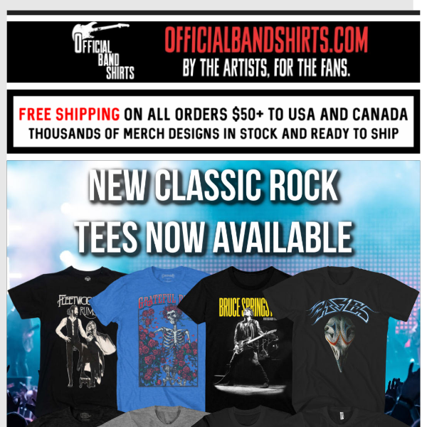 New Classic Rock Shirts + 25% Off 🙌