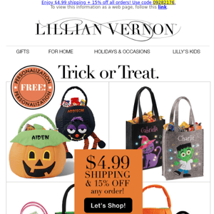 $4.99 shipping & 15% off BOO-tiful personalized treat bags