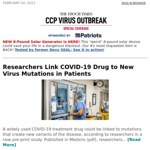 Researchers Link COVID-19 Drug to New Virus Mutations in Patients