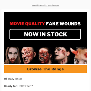 RE: Hollywood quality Halloween makeup now in stock...