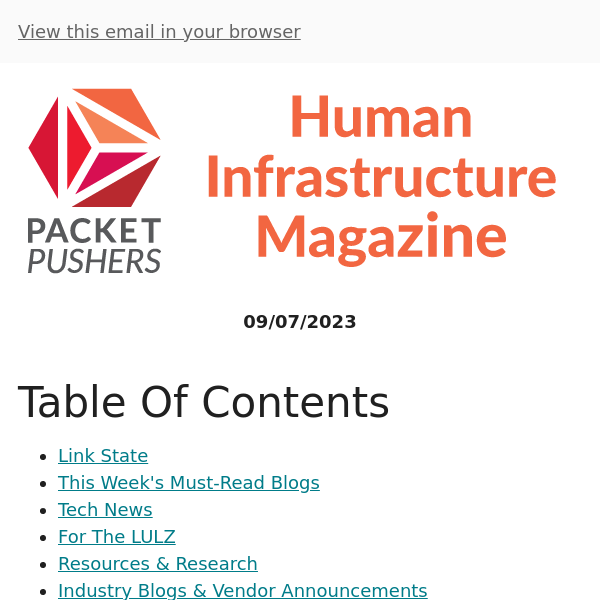 Human Infrastructure 321: Link State