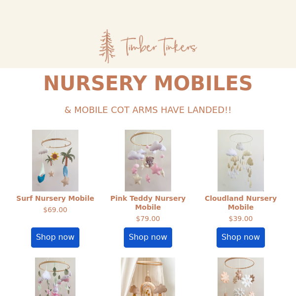 🎉 Nursery Mobiles & More Back in Stock at Tedber Trbers! 🎉