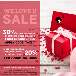 {LOVE SALE} 30% off Cakessssss!