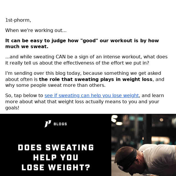 1st Phorm, does sweating help you lose weight?