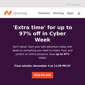 Namecheap, Black Friday has become Cyber Week