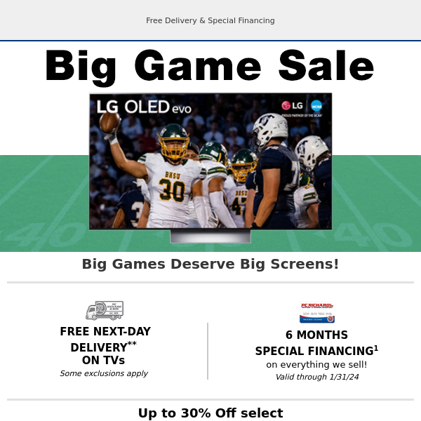 Big Game TV Deals start now!