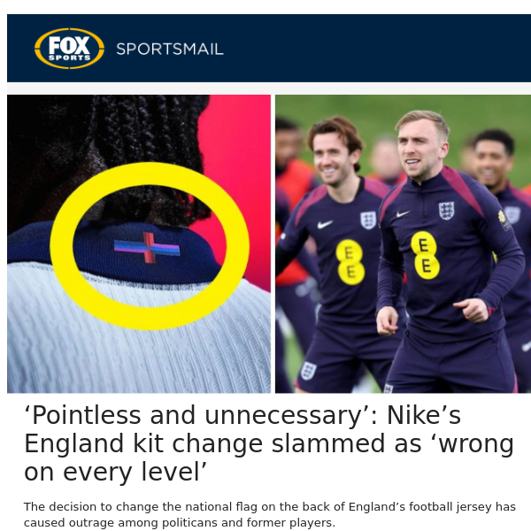 ‘Pointless and unnecessary’: Nike’s England kit change slammed as ‘wrong on every level’