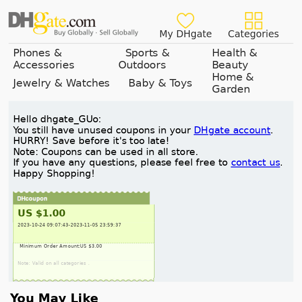 DHgate website in Bahrain provide the latest coupons