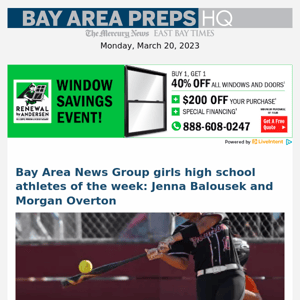 Bay Area News Group girls high school athletes of the week: Jenna Balousek and Morgan Overton