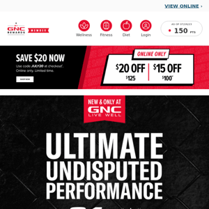🗓️YOU save up to $20 just for shopping GNC.com today!