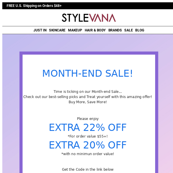 ⚡Ends soon! 20-22% OFF Month-end SALE at Stylevana!