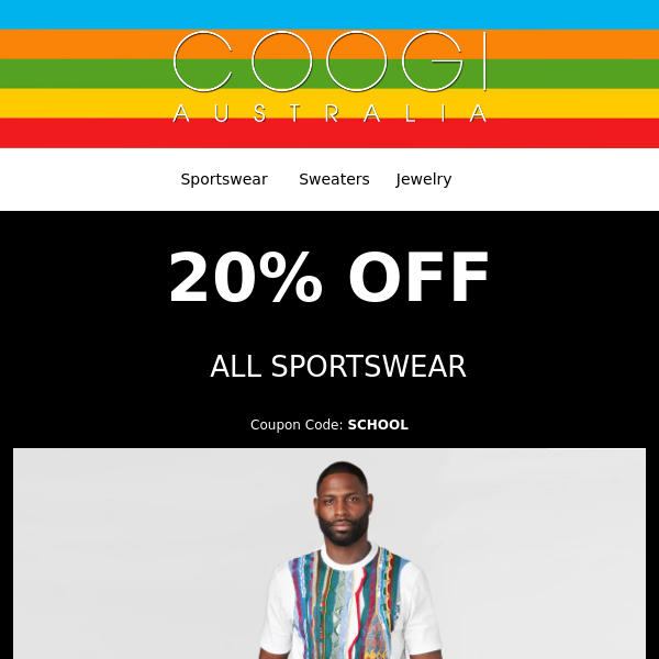 🍁 Fall into Savings: 20% Off Coogi Sportswear for Back-to-School! 🎒