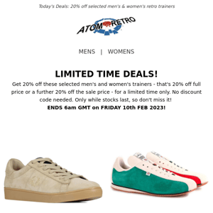 Today's Deals: 20% off Selected Trainers!