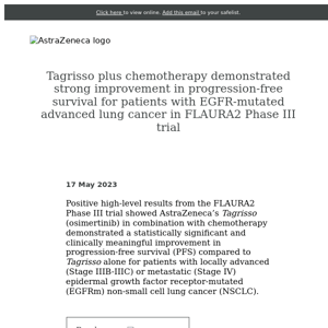 Tagrisso plus chemo improved PFS in lung cancer