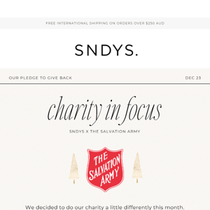 Charity In Focus: 🎄 SNDYS x The Salvation Army