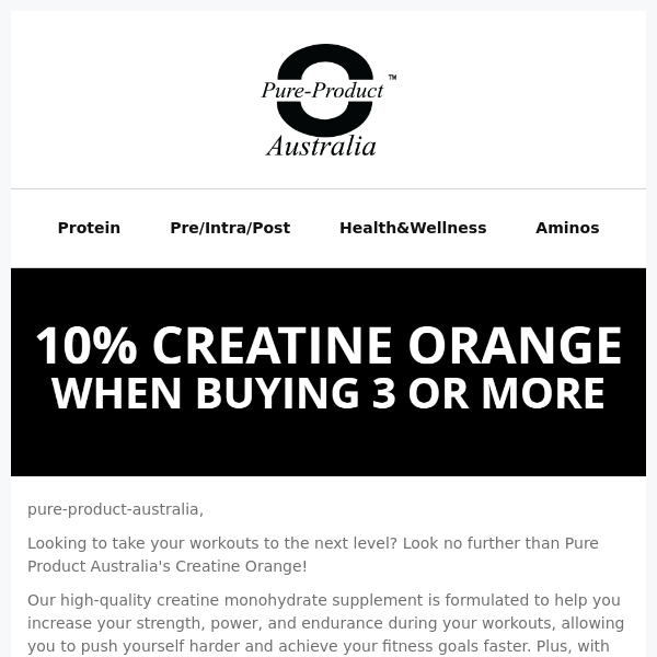 Pure Product Australia’s Creatine Orange SALE – Get 10% off