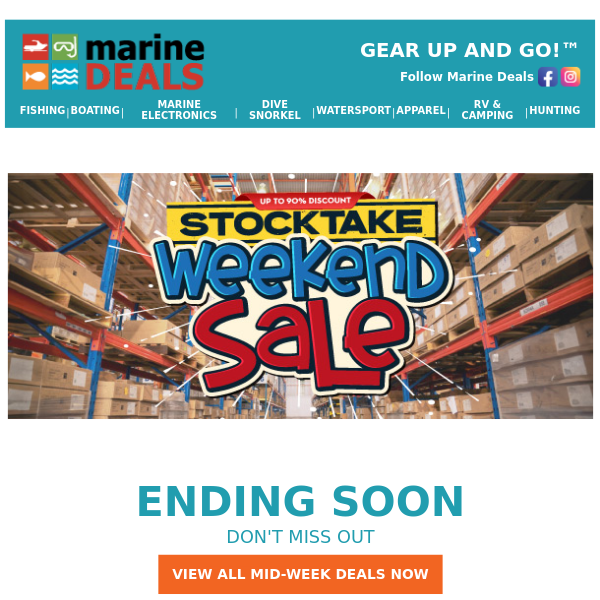 Stocktake Weekend Sale! Out with the old, in with the deals - Marine Deals