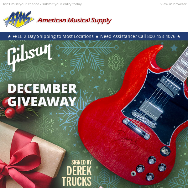 You Could Win This Gibson SG Standard SIGNED by Derek Trucks - ENTER NOW!