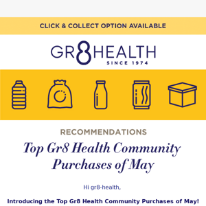 Top Gr8 Health Community Purchases of May