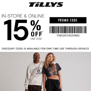 15% Off 1 Item 📣 Just for YOU!
