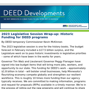 2023 Legislative Session Wrap-up: Historic Funding for DEED programs