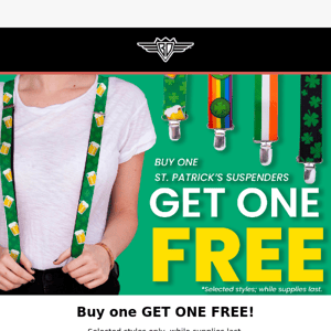 Get Lucky & Buy 1 Get 1 Free on Suspenders!