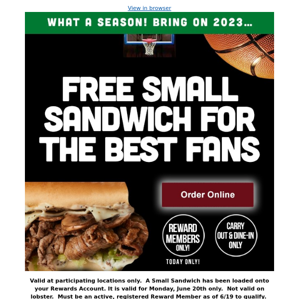 Will a Free Small Sandwich Help?  Today Only – Drown Your Sorrows in Grilled Goodness!