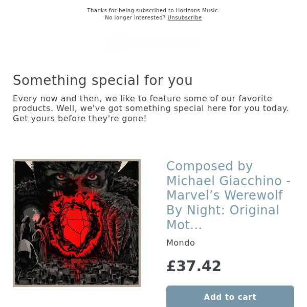NEW! Composed by Michael Giacchino - Marvel’s Werewolf By Night: Original Motion Picture Soundtrack