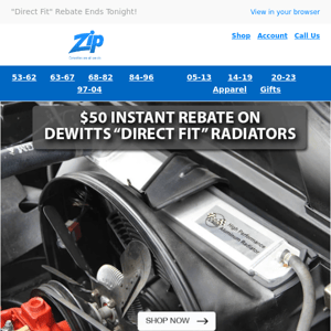 🚨 LAST CHANCE: $50 off DeWitts Direct Fit Radiators 🚨