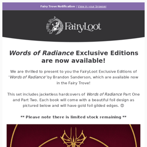 WORDS OF RADIANCE Exclusive Editions are now available! ❤