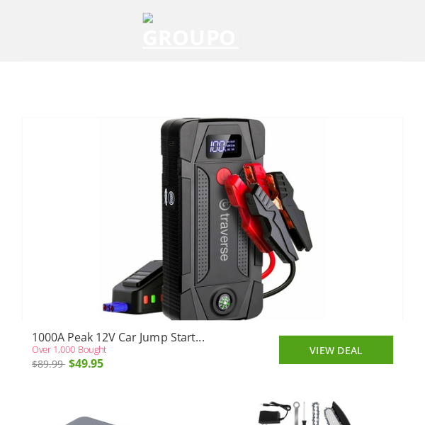 1000A Peak 12V Car Jump Starter with LCD Display and More