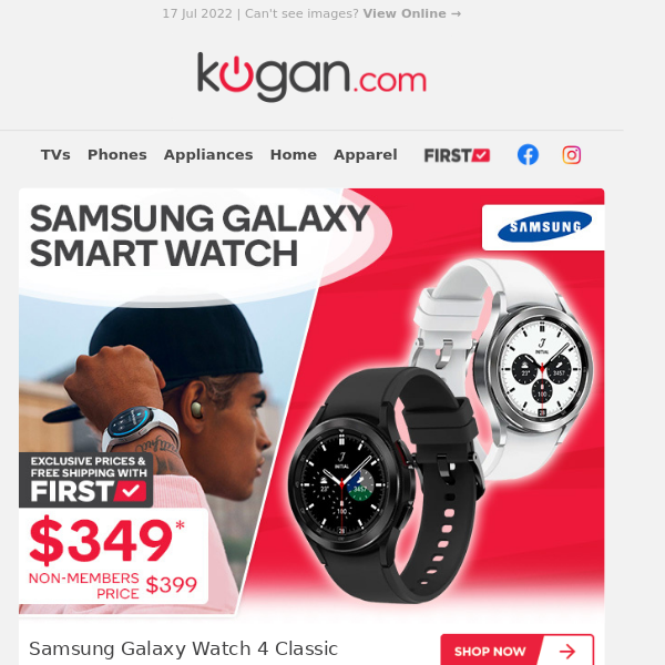 Last Chance! Don't Miss Deals on a Samsung Galaxy Smart Watch & More. Kogan First Week Ends Midnight Tonight!