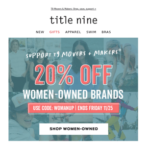 20% off women-owned brands 💪