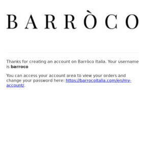 Il tuo account su Barròco Italia