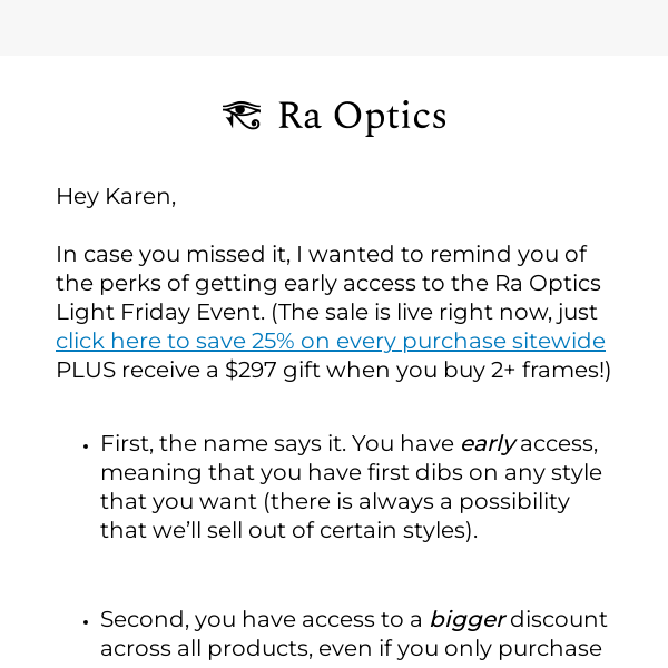 Get Early Access to Ra Optics' Light Friday Event