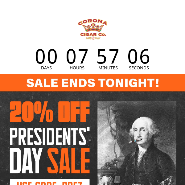Enjoy 20% OFF for Presidents' Day