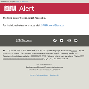 Metro Station Elevator Alert - Civic Center Station Not Accessible