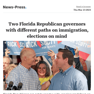 News alert: Two Florida Republican governors with different paths on immigration, elections on mind