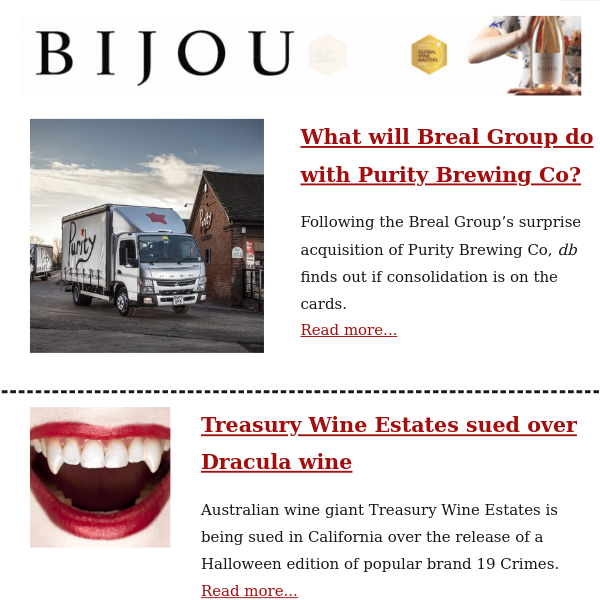 What will Breal do with Purity? / TWE sued over Dracula wine / Eight great alcohol-free wines