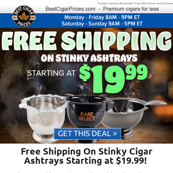 🦨 Free Shipping On Stinky Cigar Ashtrays Starting @ $19.99 🦨