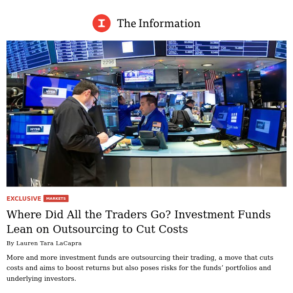 Where Did All the Traders Go? Investment Funds Lean on Outsourcing to Cut Costs