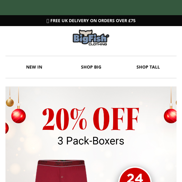 Hurry! 20% OFF 3 Pack of Boxers--24 hrs only
