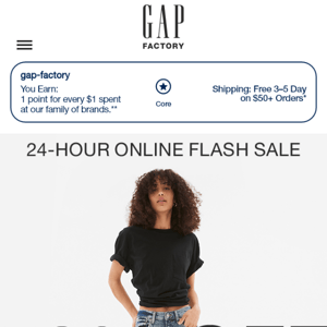 24-hour online flash sale: 50% off EVERYTHING