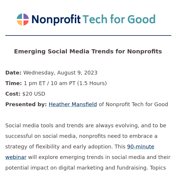 [Webinar Tomorrow!] Emerging Social Media Trends for Nonprofits