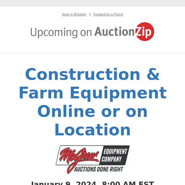 Construction & Farm Equipment Online or on Location