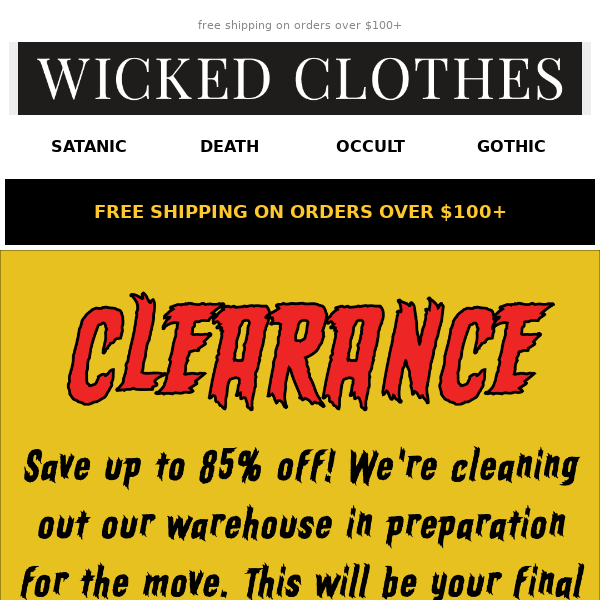 warehouse cleaning sale: up to 85% off