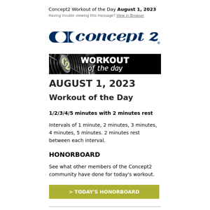 Workout of the Day: August  1, 2023